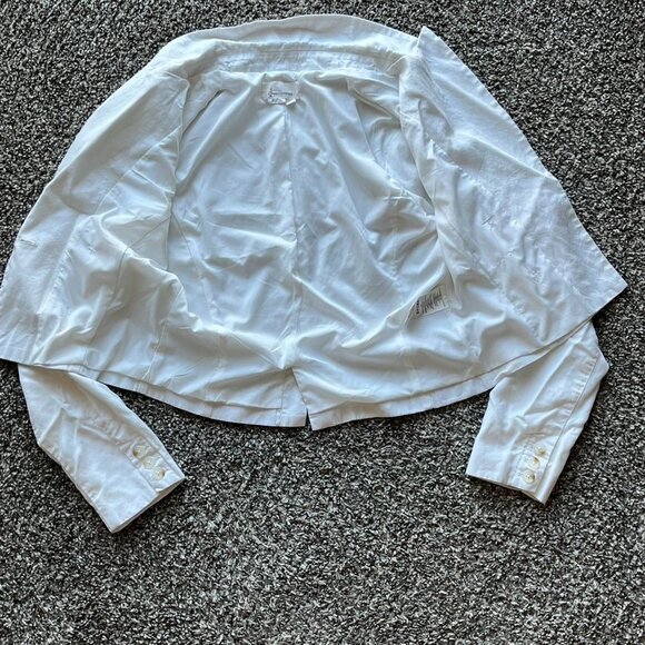 By Anthropologie White Button Up Crop Top Blazer, Womens XL Long Sleeve ButtonUp - Picture 4 of 8